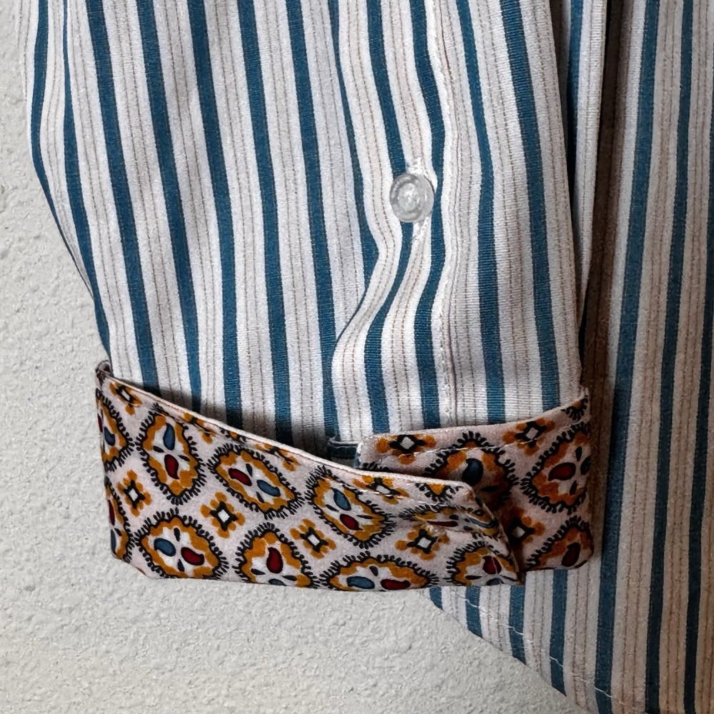 Cinch Women's XL Western Shirt NWT Blue Stripe Long Sleeve Cotton Contrast Cuffs - Picture 3 of 7